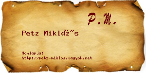 Petz Miklós névjegykártya